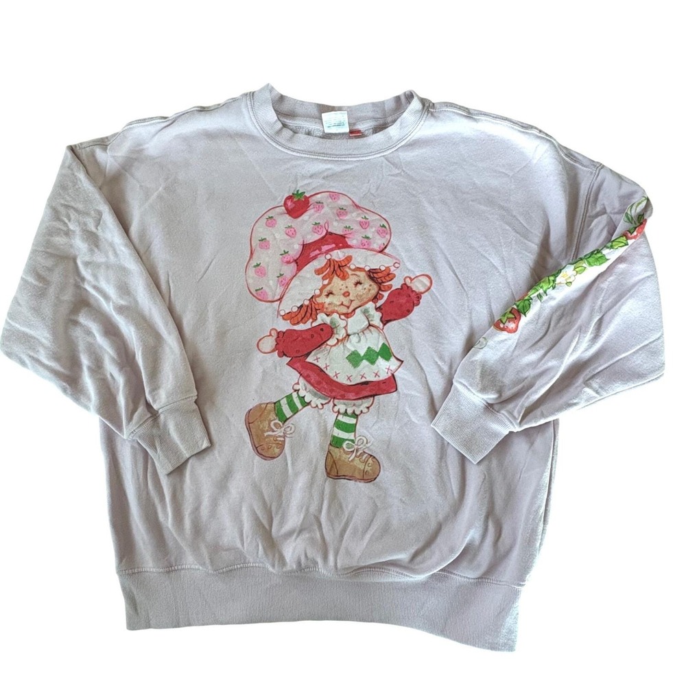 Strawberry Shortcake Graphic Crewneck Sweatshirt Pink SMALL Retro Vintage Stye